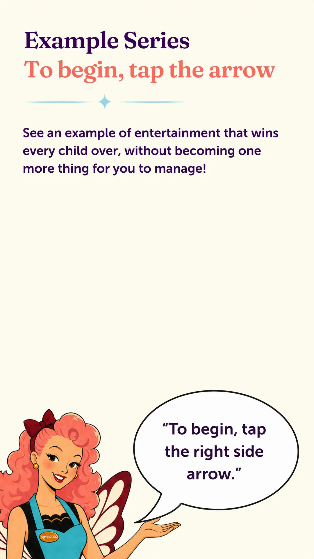 Example Series title card. Tap the arrow to begin.